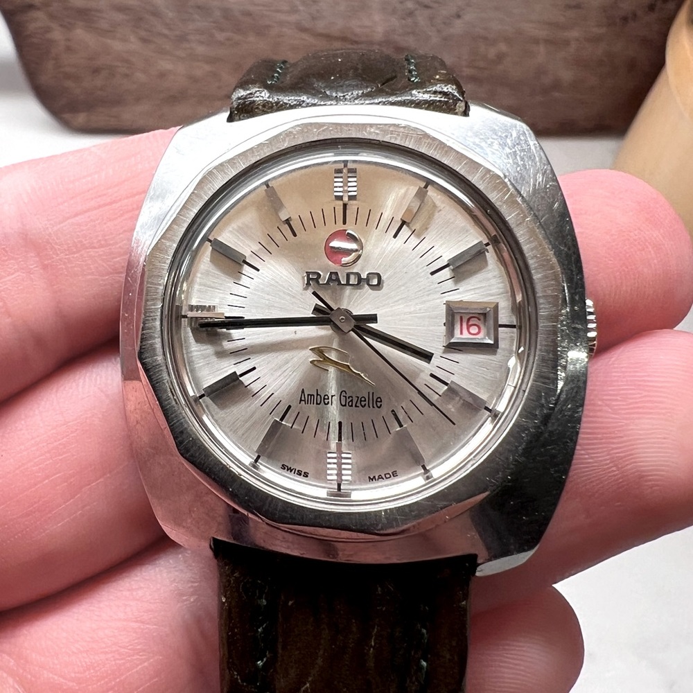 Rado Amber Gazelle Watch Men’s Automatic Silver Vintage Date